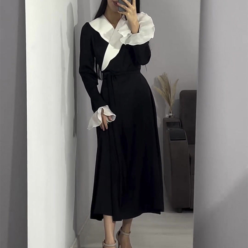 Damen Maxikleid mit eleganten Volantärmeln und Wickelgürtel Stalluxe