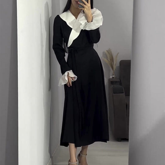 Damen Maxikleid mit eleganten Volantärmeln und Wickelgürtel Stalluxe