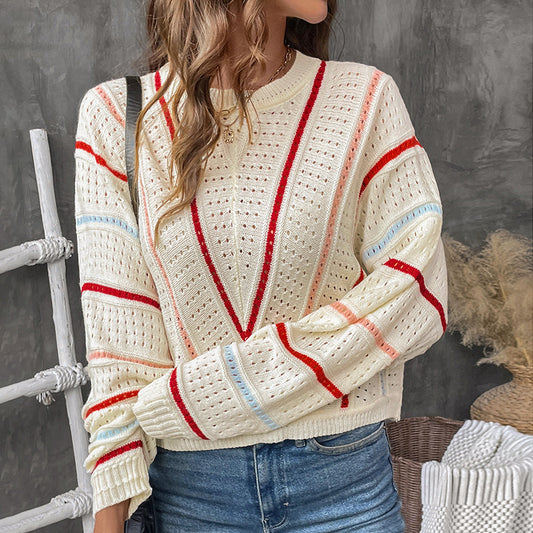 Damen Modischer Strickpullover mit auffälligem Ajourmuster Stalluxe