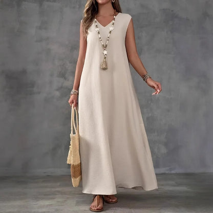 Damen Maxikleid mit schickem V-Ausschnitt und seitlichen Schlitzen Stalluxe