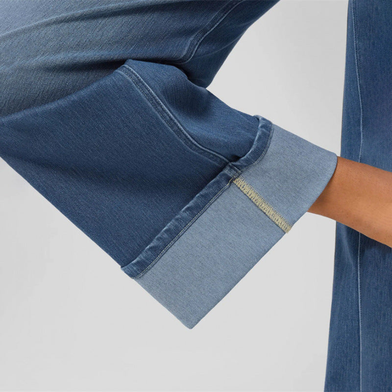 Damen Weit geschnittene Jeans mit ausgefallenem Saum Stalluxe