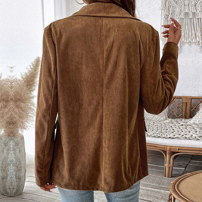 Damen Blazerjacke im angesagten Kord-Stil mit zwei Knöpfen Stalluxe