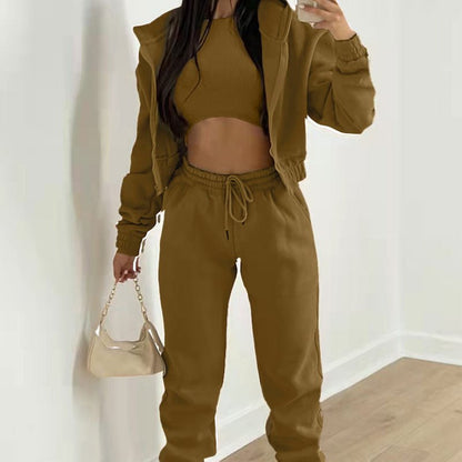 Damen sporty cropped Hoodie und Jogginghose Set Stalluxe