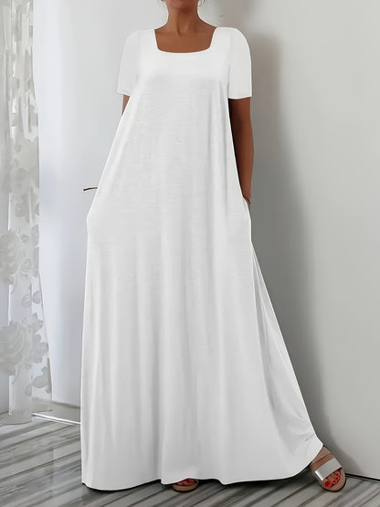 Damen Maxikleid mit weitem Schnitt und praktischen Taschen Stalluxe