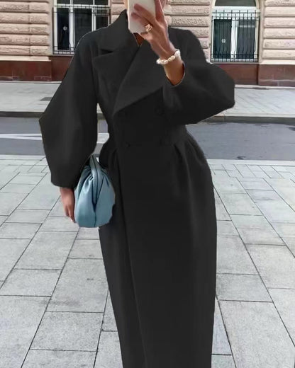 Damen Trenchcoat mit asymmetrischem Schlitz und puffärmeligen Details Stalluxe