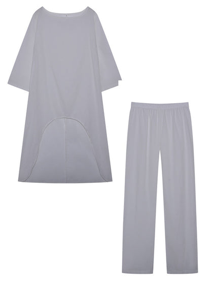 Damen Lässiges Freizeitoberteil und Hose Set Stalluxe Weiß