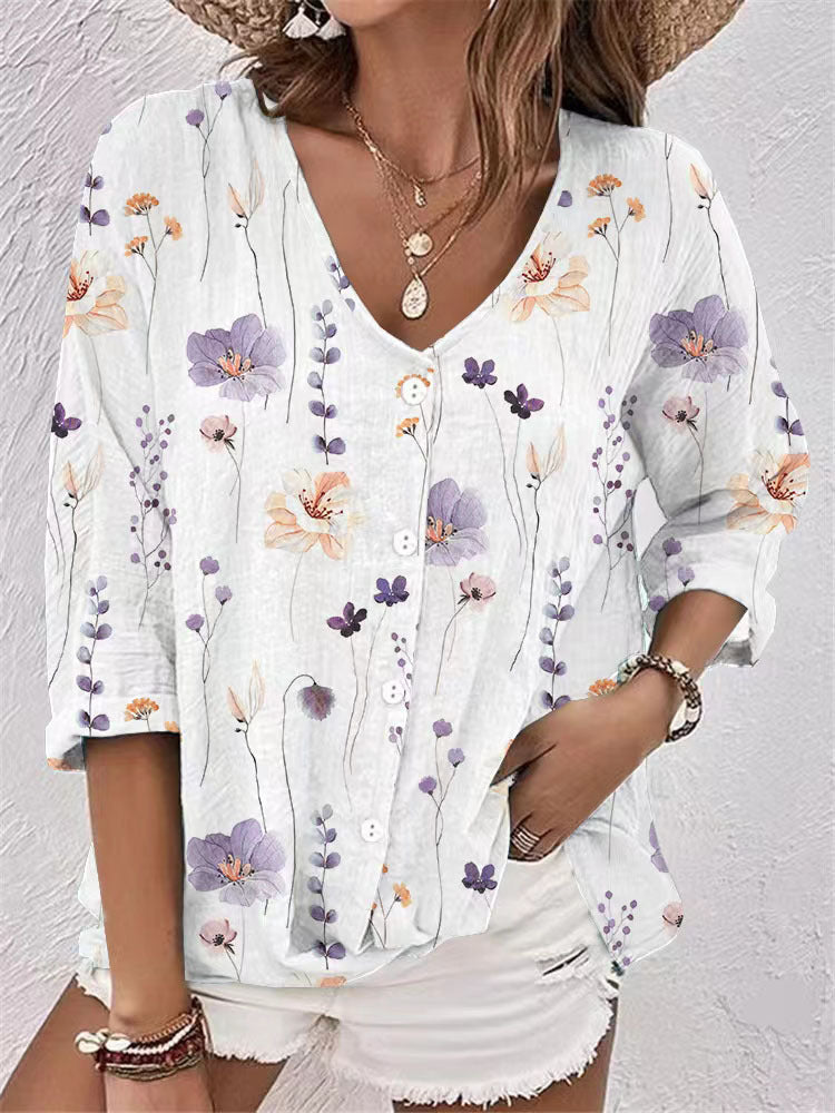 Damen Bluse mit floralem Design und knöpfbarer Vorderseite Stalluxe