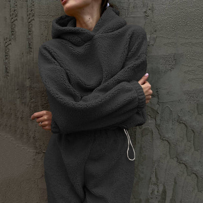 Damen kuscheliger Fleece-Jumpsuit mit elastischen Bündchen und Kapuze Stalluxe