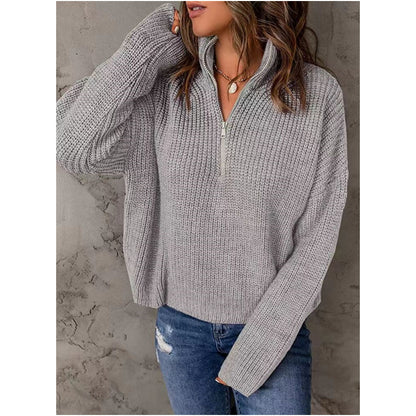Damen Strickpullover mit kurzem Reißverschluss Stalluxe