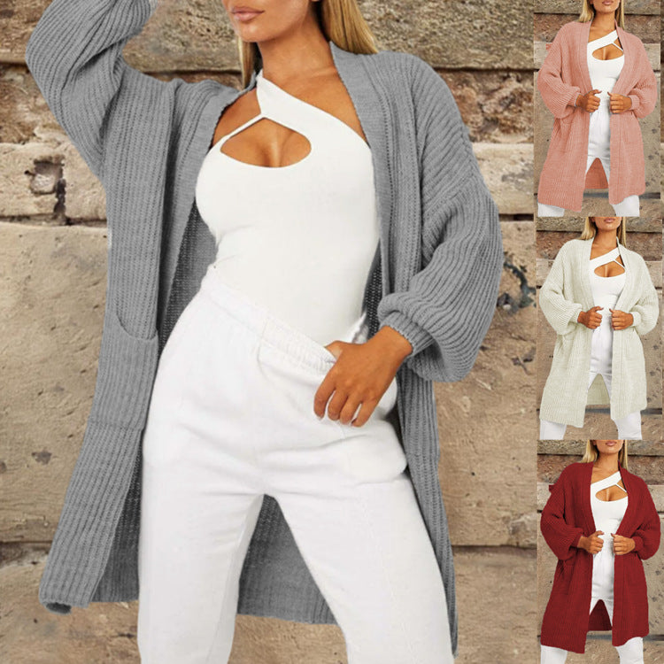 Damen Strickcardigan mit tiefem V-Ausschnitt und großzügigen Taschen Stalluxe