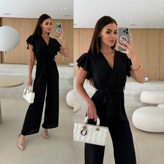 Damen Overall mit fließendem Stoff und voluminösen Ärmeln Stalluxe