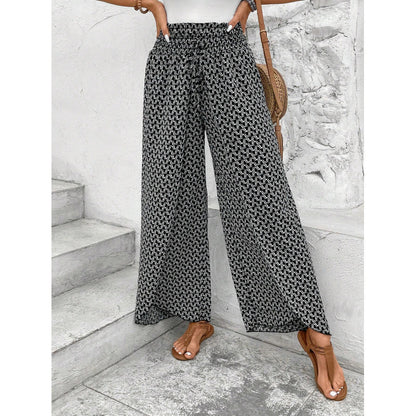 Damen weite Palazzo-Hose mit elastischem Bund und angesagtem Muster Stalluxe