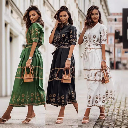 Damen Maxikleid mit kunstvollem Muster Stalluxe