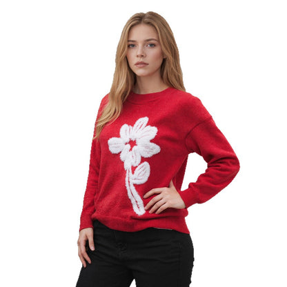 Damen Pullover mit floralem 3D-Motiv Stalluxe