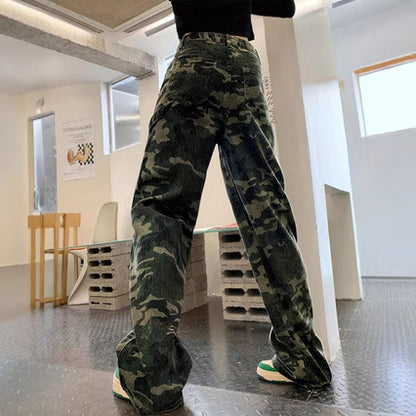 Damen Cargo-Hose mit camouflage Muster und tiefen Taschen Stalluxe