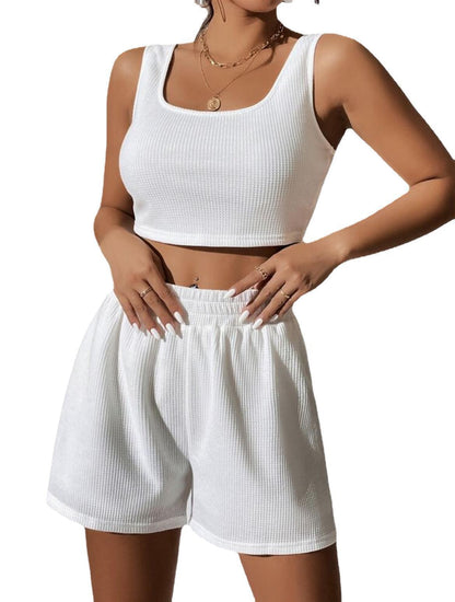 Damen Freizeitset mit kurzem Oberteil und weiten Shorts Stalluxe