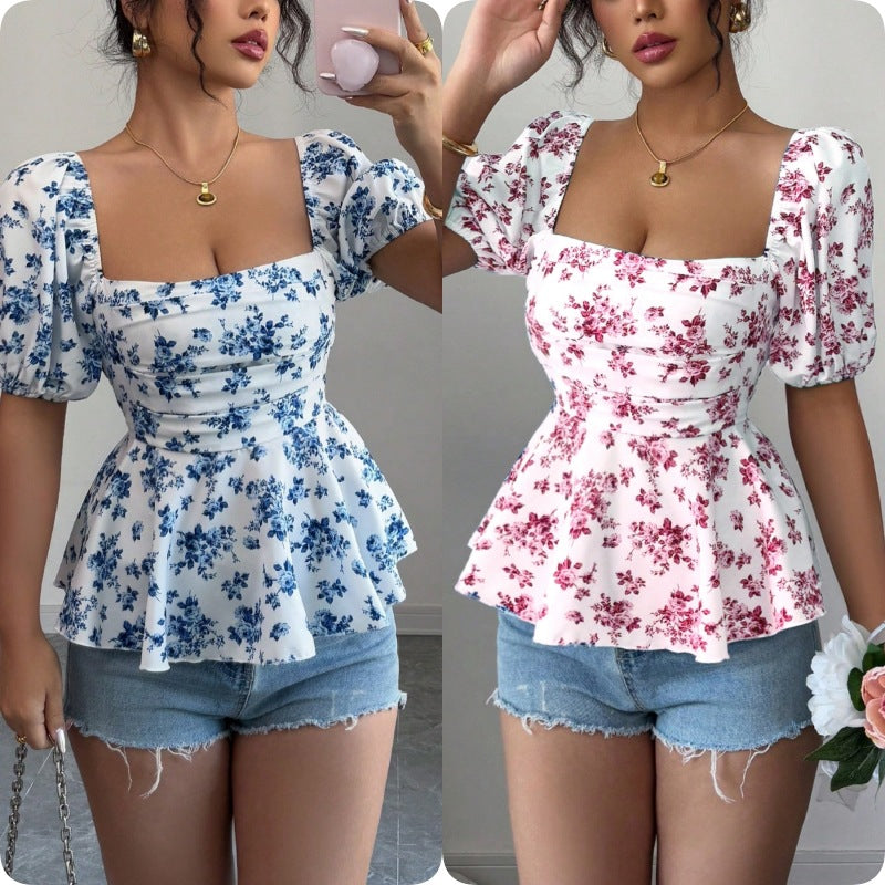Damen Bluse mit Volant und floralem Design Stalluxe