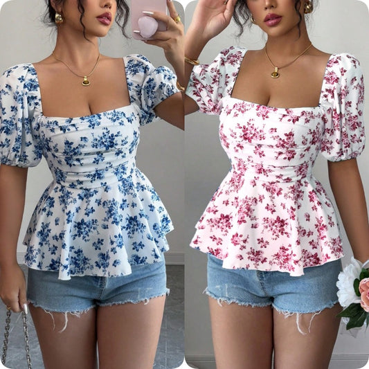 Damen Bluse mit Volant und floralem Design Stalluxe