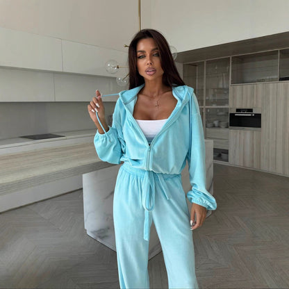 Damen bequemer Fleece-Jogginganzug mit modischem Schnitt und elastischem Bund Stalluxe