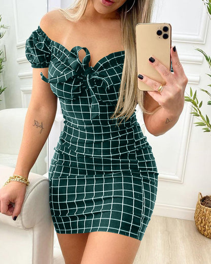 Damen Karierter Mini Kleider Stalluxe
