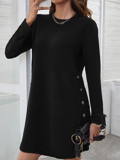 Damen Freizeitkleid mit eleganten Knopfdetails und lässigem Schnitt Stalluxe