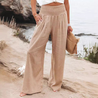 Damen Leichte und weite Sommerhose mit elastischem Bund Stalluxe