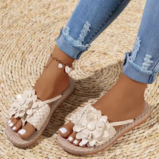 Damen Sandaletten mit floraler Verzierung und Naturfasersohle Stalluxe
