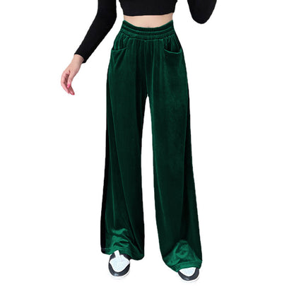 Damen Weite Samt-Hose mit elastischem Bund und praktischen Taschen Stalluxe