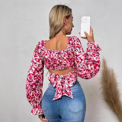 Damen Off-Shoulder Bluse mit Puffärmeln und floralen Mustern Stalluxe