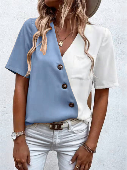 Damen Trendige Bluse mit asymmetrischem Schnitt und Knopfdetail Stalluxe