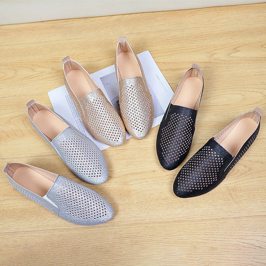 Damen elegante Slipper mit glitzerndem Obermaterial und atmungsaktiven Perforationen Stalluxe