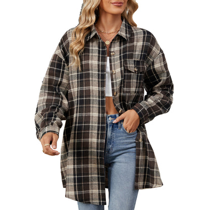 Damen Oversized Karobluse mit legerem Schnitt und Knopfdetails Stalluxe
