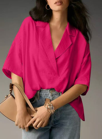 Damen Oversized Bluse mit modernem Kragen Stalluxe
