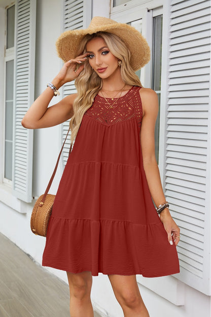 Damen luftiges Sommerkleid mit Spitzenakzenten Stalluxe