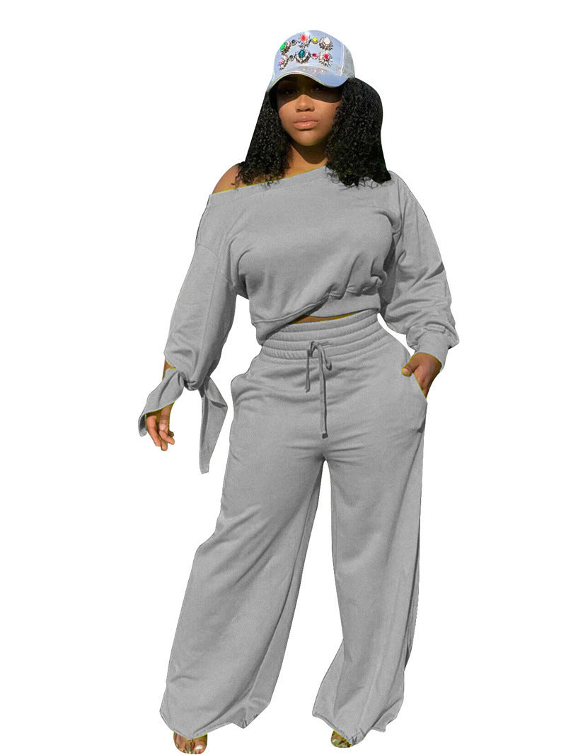 Damen lässiges Set aus weit geschnittenem Oberteil und Jogginghose mit flexibler Taille Stalluxe
