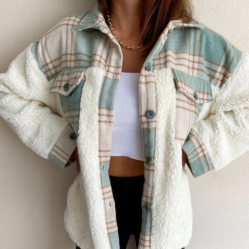 Damen Oversized Flanelljacke mit kuscheligem Innenfutter und praktischen Taschen Stalluxe