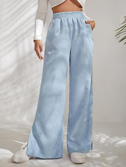 Damen Weite Plissierte Hose mit elastischem Bund und praktischen Taschen Stalluxe