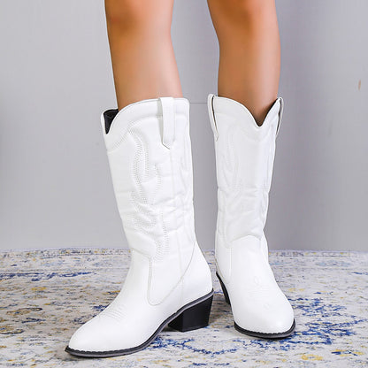 Damen Cowboy-Stiefel mit modischen Verzierungen und Blockabsatz Stalluxe