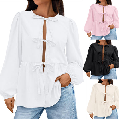 Damen Bluse mit Schleifen-Details und weitem Schnitt Stalluxe