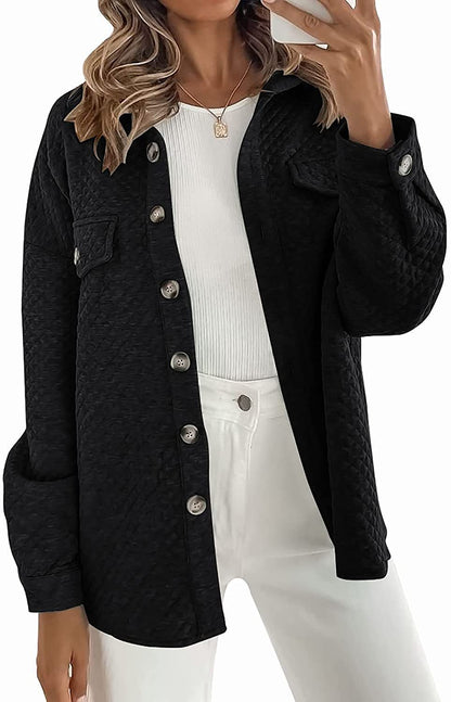 Damen lässige Steppjacke mit praktischen Taschen und modischen Knöpfen Stalluxe