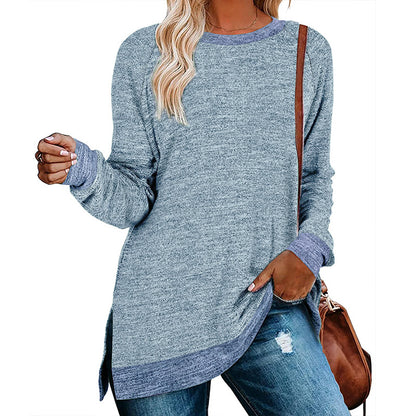 Damen lässiges Oversized Langarmshirt mit abgesetztem Saum Stalluxe