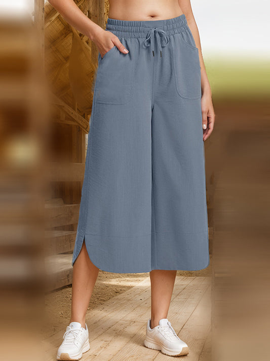Women's Drawstring Culotte Pants Stalluxe