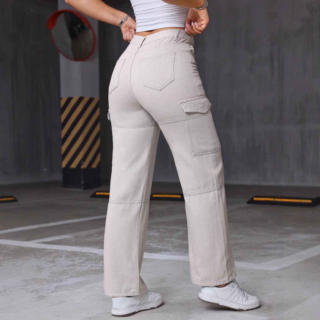 Damen Cargo-Jeans mit weitem Bein und praktischen Seitentaschen Stalluxe