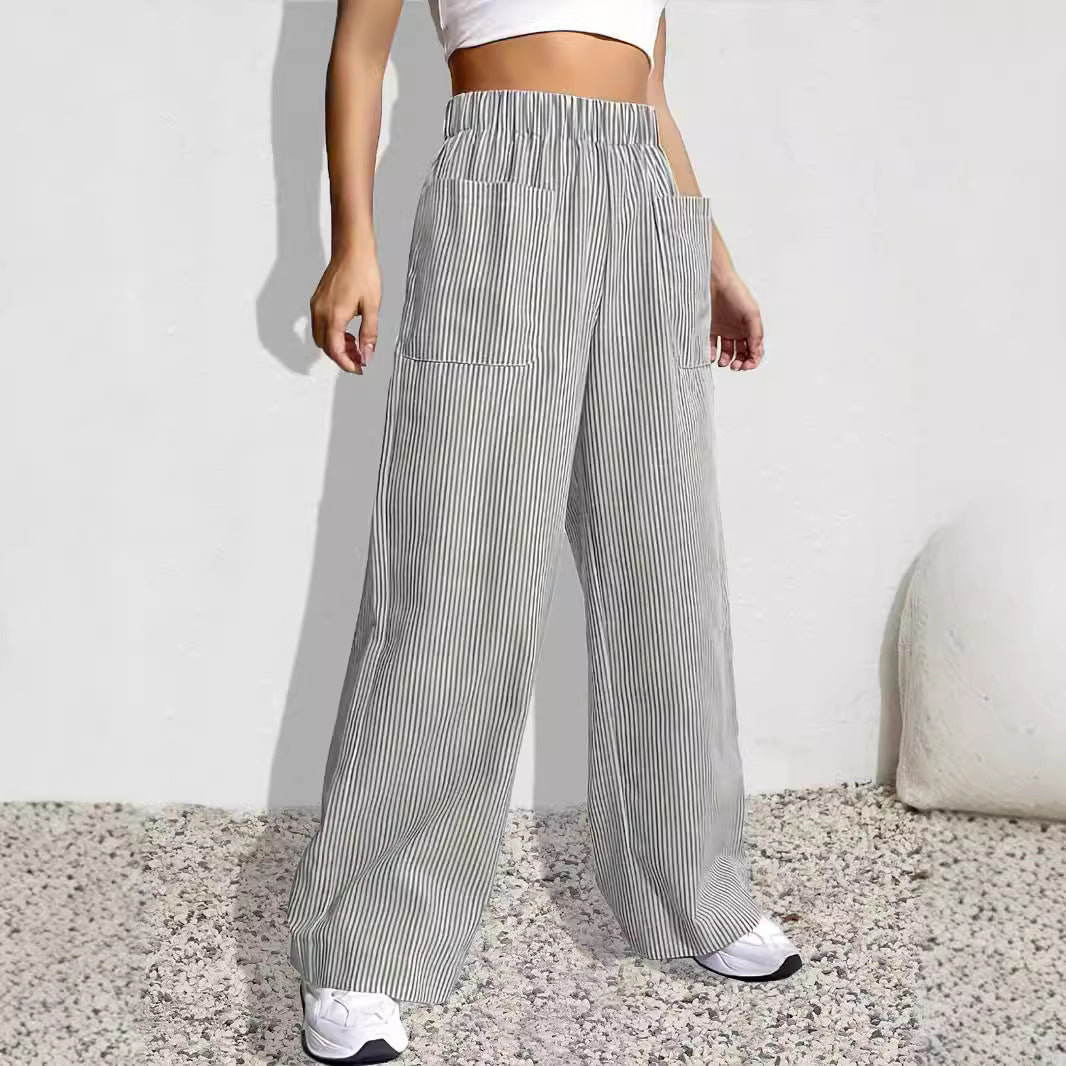 Damen weite Plissee-Hose mit elastischem Bund und praktischen Seitentaschen Stalluxe