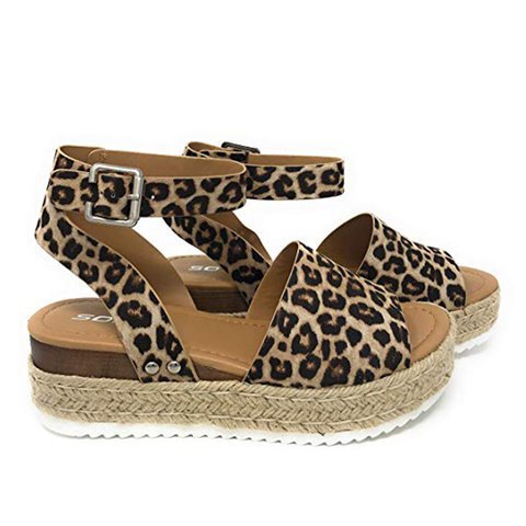Damen Plateau-Sandalen mit verstellbarem Knöchelriemen und Jute-Details Stalluxe