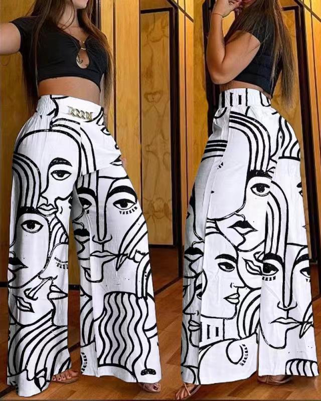 Damen weite Hosen mit elastischem Bund und stylischen Fransen Stalluxe