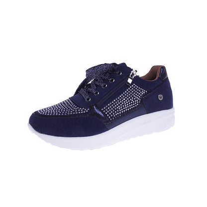 Damen modische Sneakers mit eleganten Glitzer-Akzenten und praktischem Reißverschluss Stalluxe