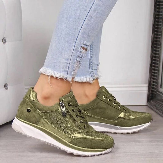 Damen sportliche Sneakers mit atmungsaktivem Obermaterial und zusätzlichem Reißverschluss Stalluxe