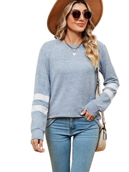 Damen sportliches Sweatshirt mit dekorativen Streifendetails Stalluxe Hellblau