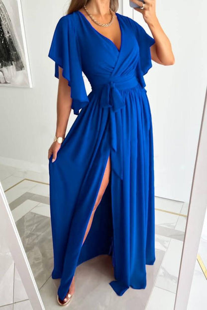 Damen Maxikleid mit eleganten Flügelärmeln und hohem Schlitz Stalluxe